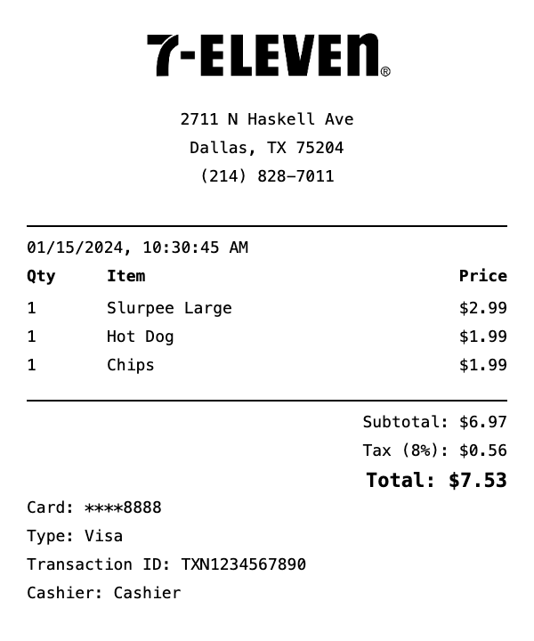7-Eleven Receipt