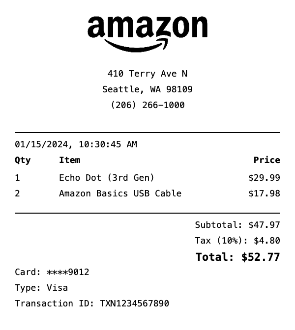 Amazon Receipt