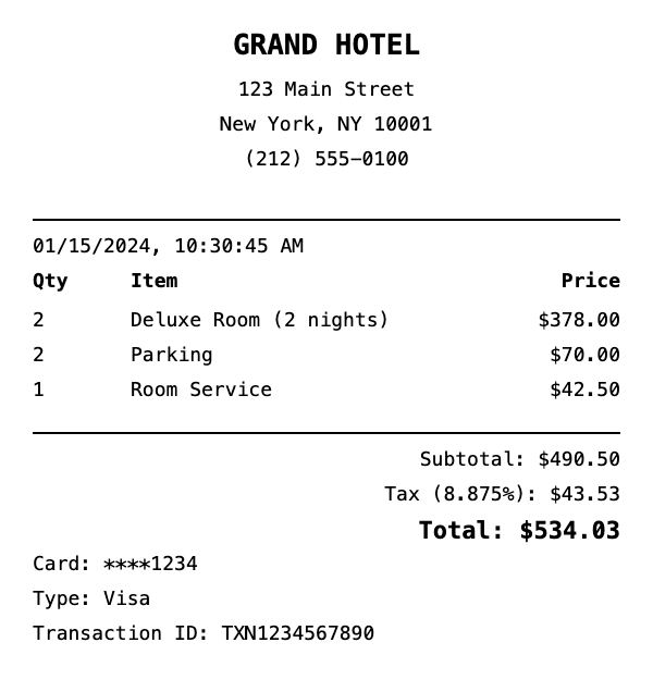 Hotel Receipt