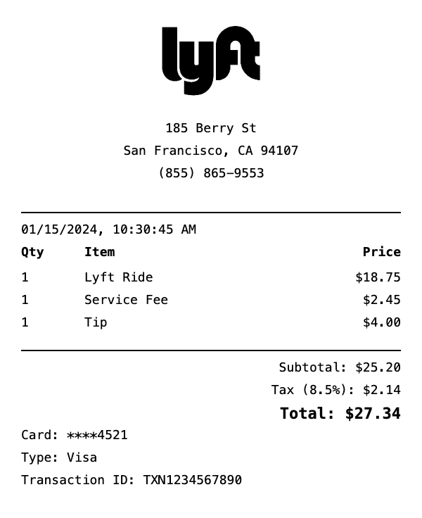 Lyft Receipt