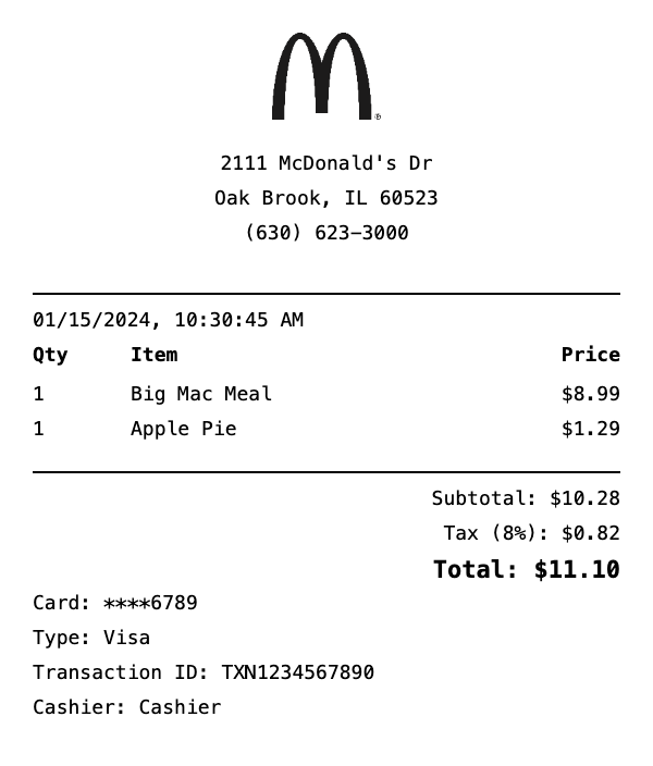 McDonald's Receipt