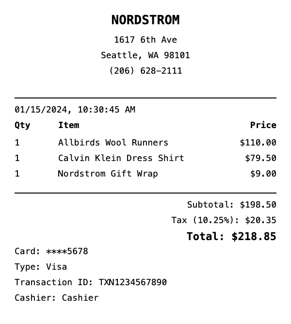 Nordstrom Receipt