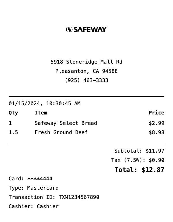 Safeway Receipt