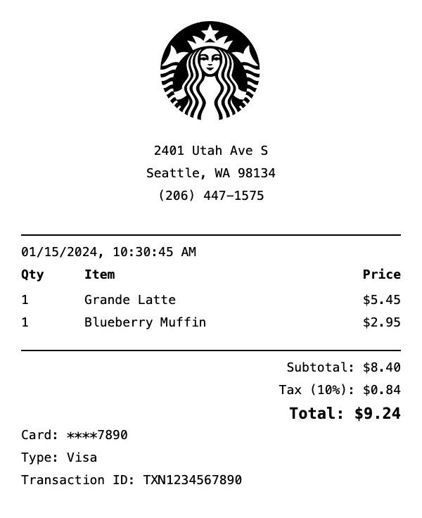 Starbucks Receipt