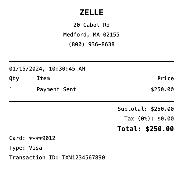 Zelle Receipt